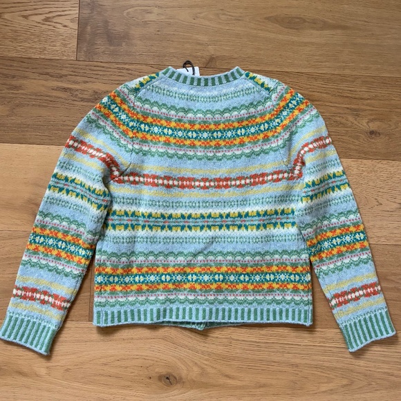 Eribe Westray caridgan fair isle Torridon green blue orange NWT - Picture 7 of 7